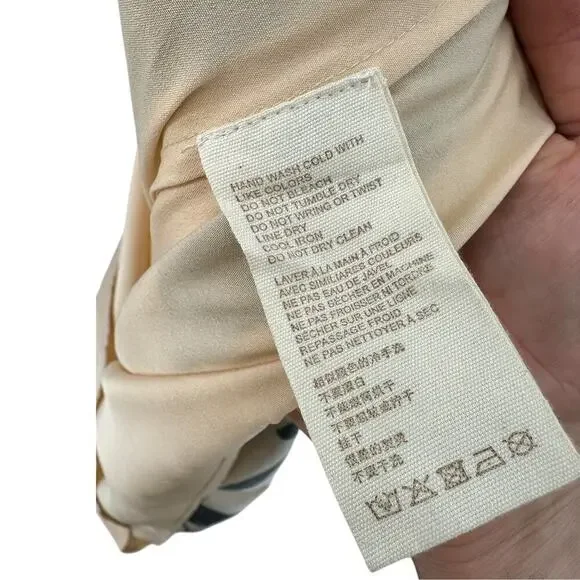 Anthropologie Let Me Be Maxi Dress Palm Printed One Shoulder Cream Black Size MP - Picture 14 of 14